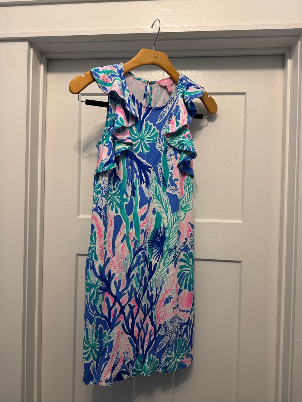 Lilly Pulitzer Esmeralda Blue, Pink & Green Ruffle Sundress